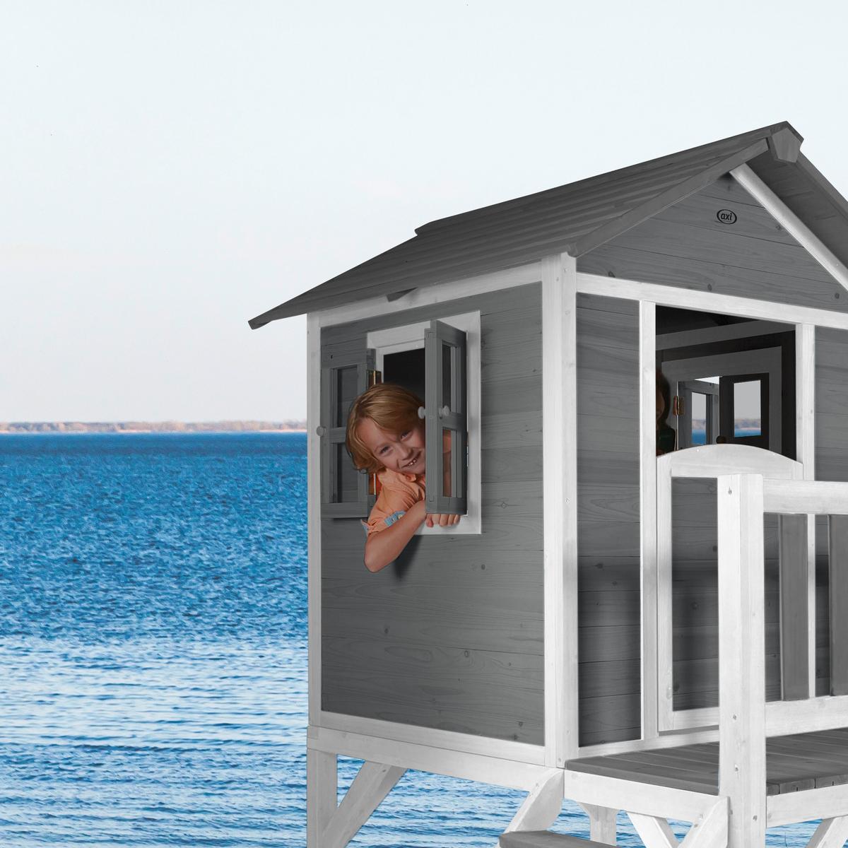 Spielhaus Grau, Weiß L: 167 B: 240 H: 189 - Weiß/Grau, LIFESTYLE, Holz/Kunststoff (167/240/189cm)