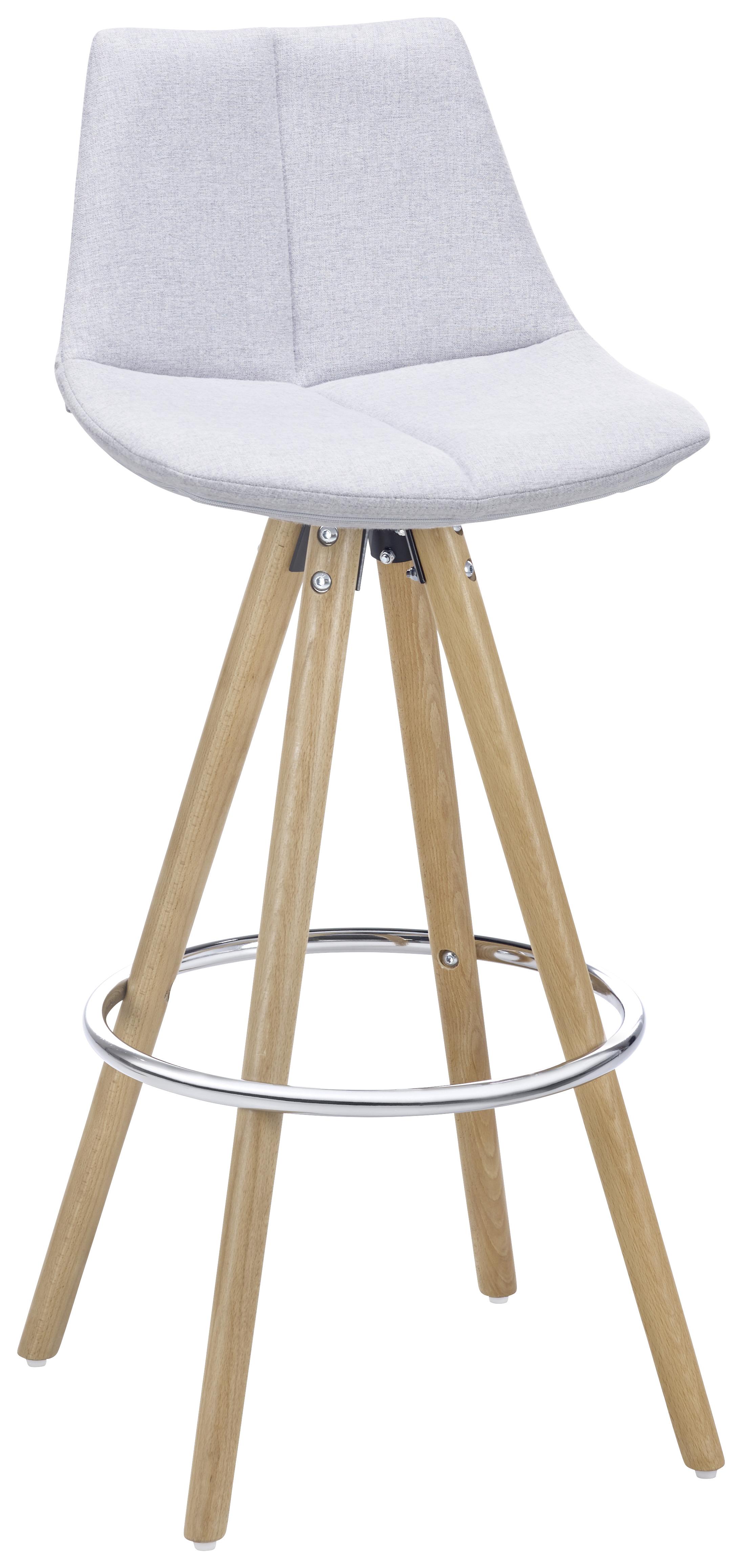 Barová Židle Nelo - světle šedá/barvy buku, Moderní, kov/dřevo (42/100/33cm) - Modern Living