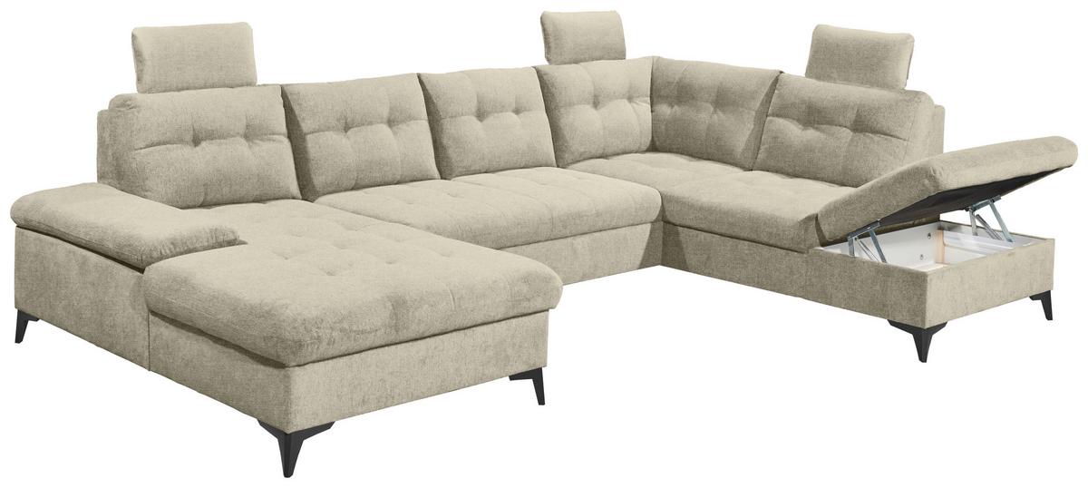 Sedacia súprava DURBAN U, pravá, béžová - čierna/béžová, Konventionell, textil/plast (170/324/218cm) - MID.YOU