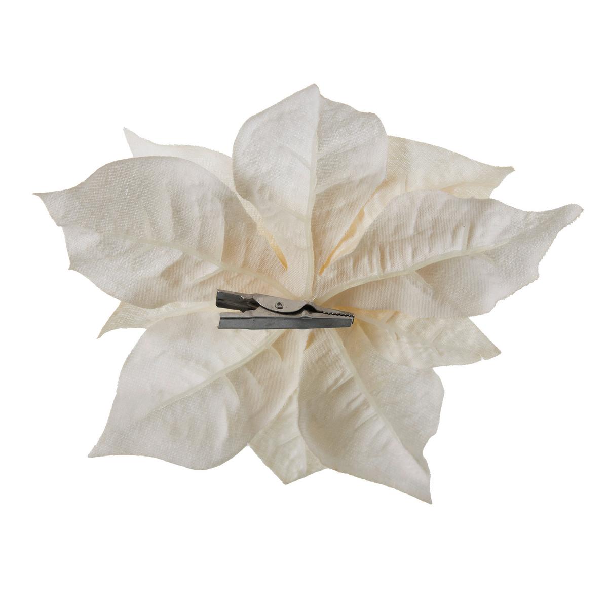Dekorační květina POINSETIENBLÜTE I -PAZ- - krémová, Konvenční, plast (18cm) - Modern Living