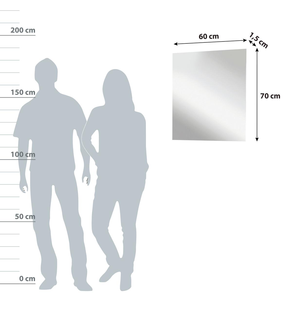 Wandspiegel Mirror Rechteckig 60x70 cm ohne Rahmen - Basics, Glas (60/70/1,5cm) - MID.YOU