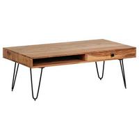 Couchtisch Holz Mit Stauraum Bagli, Akazie/schwarz - Schwarz/Akaziefarben, Design, Holz/Metall (110/60/40cm) - MID.YOU