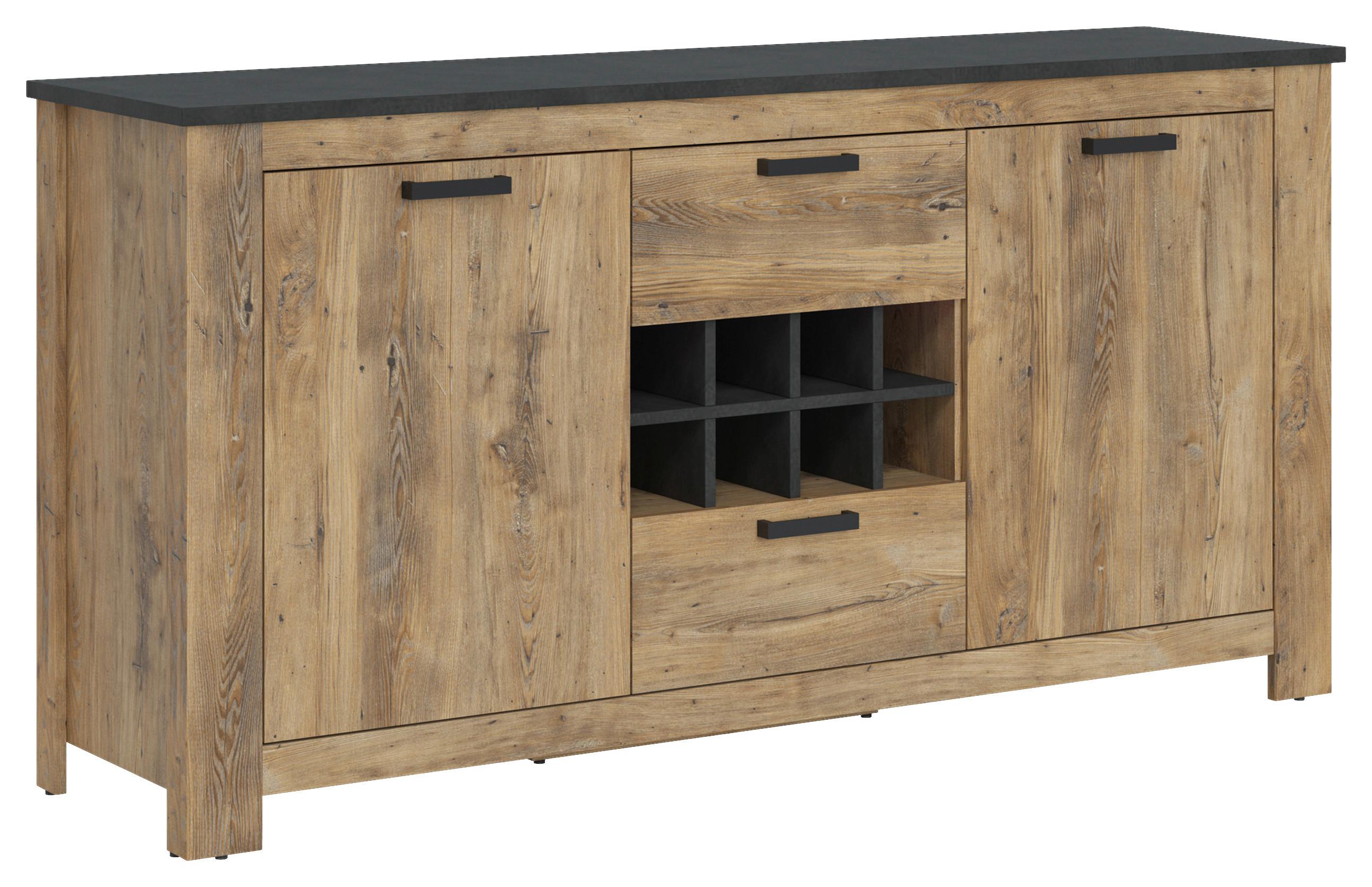 Kommode Rapallo Kastanie B: 176,2 cm - Kastanienfarben/Schwarz, MODERN, Holzwerkstoff (176,2/89,7/46cm)