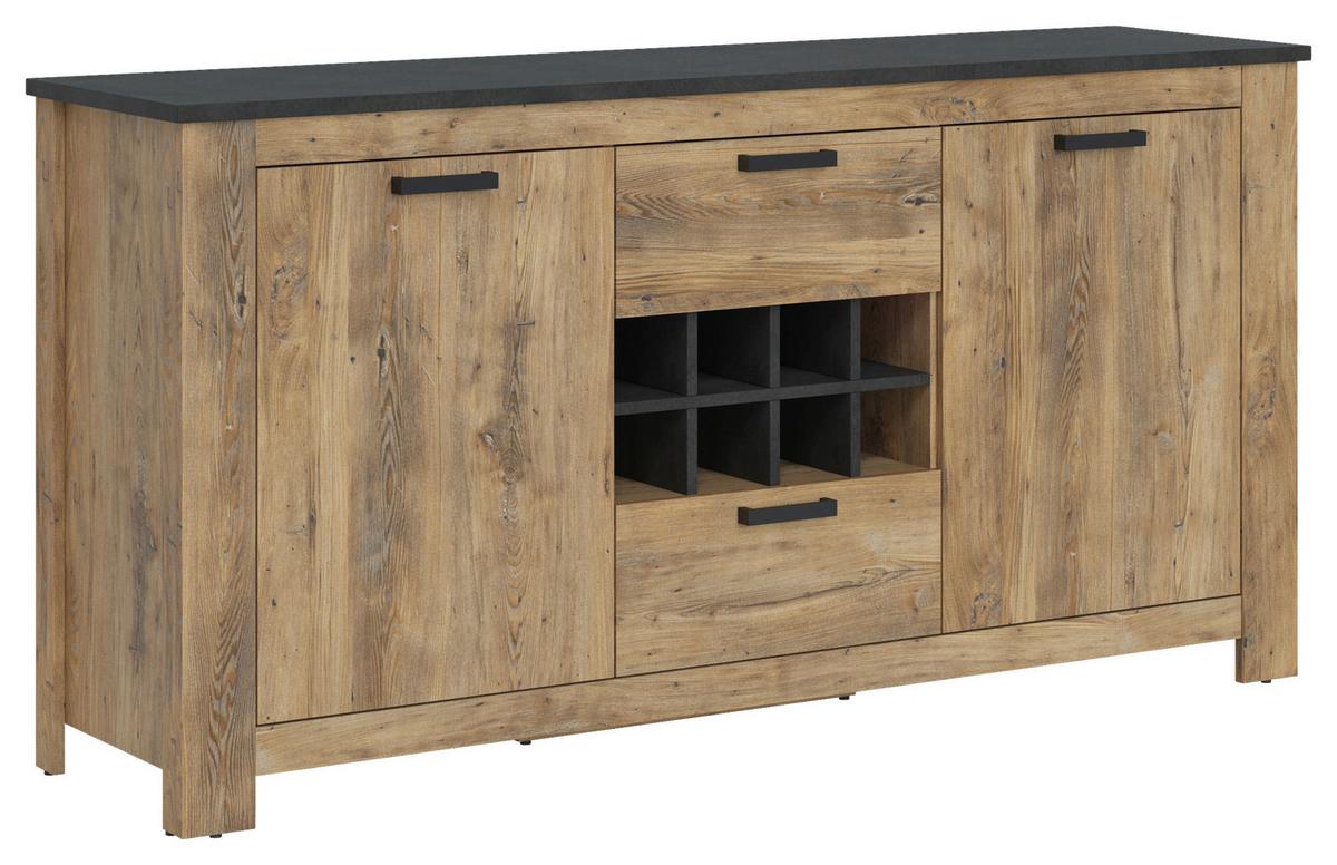 Kommode Rapallo Kastanie B: 176,2 cm - Kastanienfarben/Schwarz, MODERN, Holzwerkstoff (176,2/89,7/46cm)