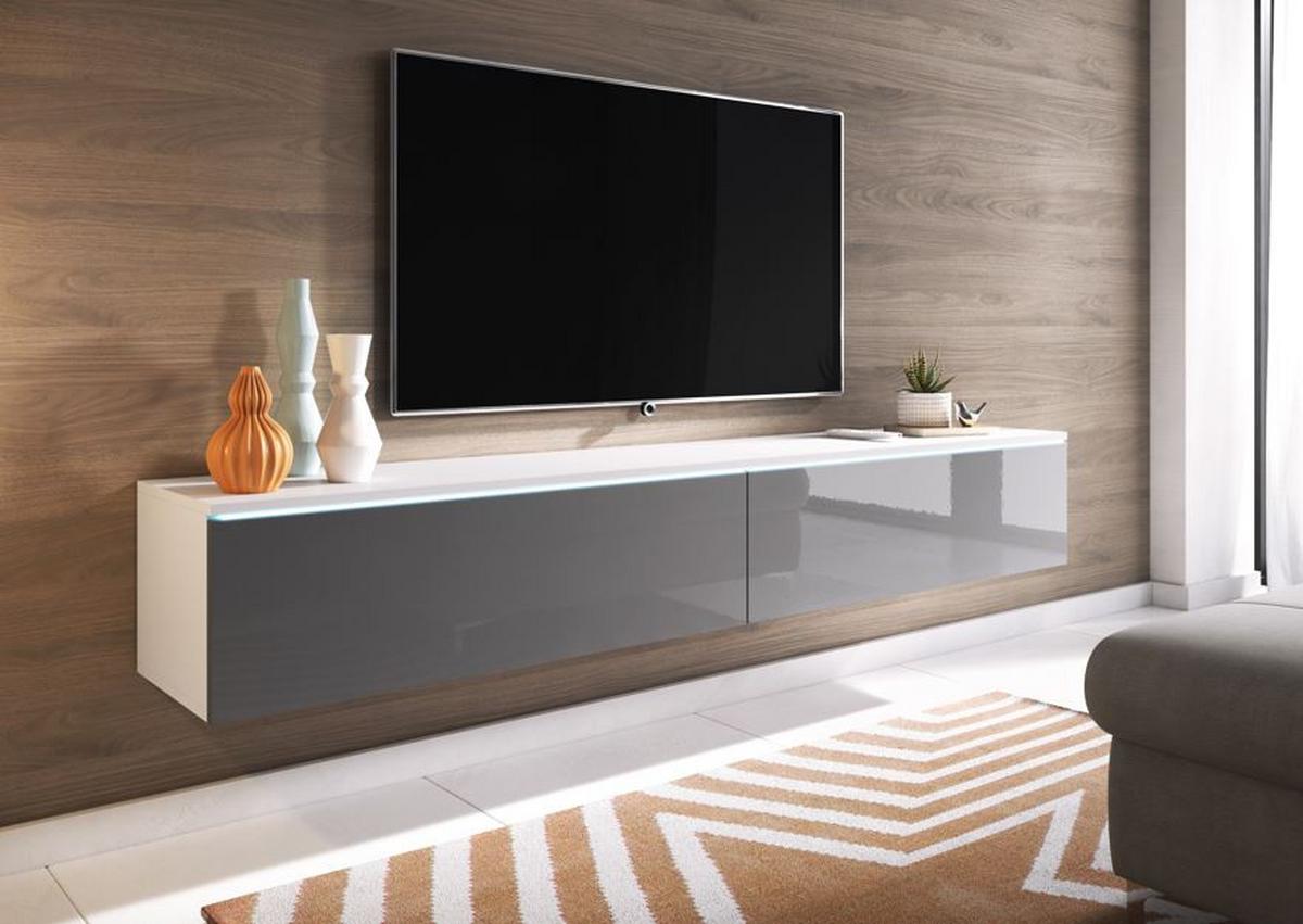 TV nízka komoda bílá matní/šedá VL - bílá/šedá, Lifestyle, kompozitní dřevo/plast (180/30/33cm) - P & B