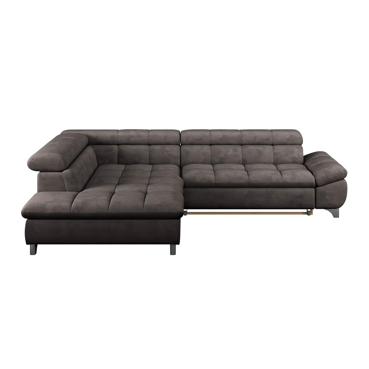 Ecksofa Gemini Dunkelbraun, B: 234cm - Chromfarben/Graubraun, KONVENTIONELL, Textil (234/312cm)