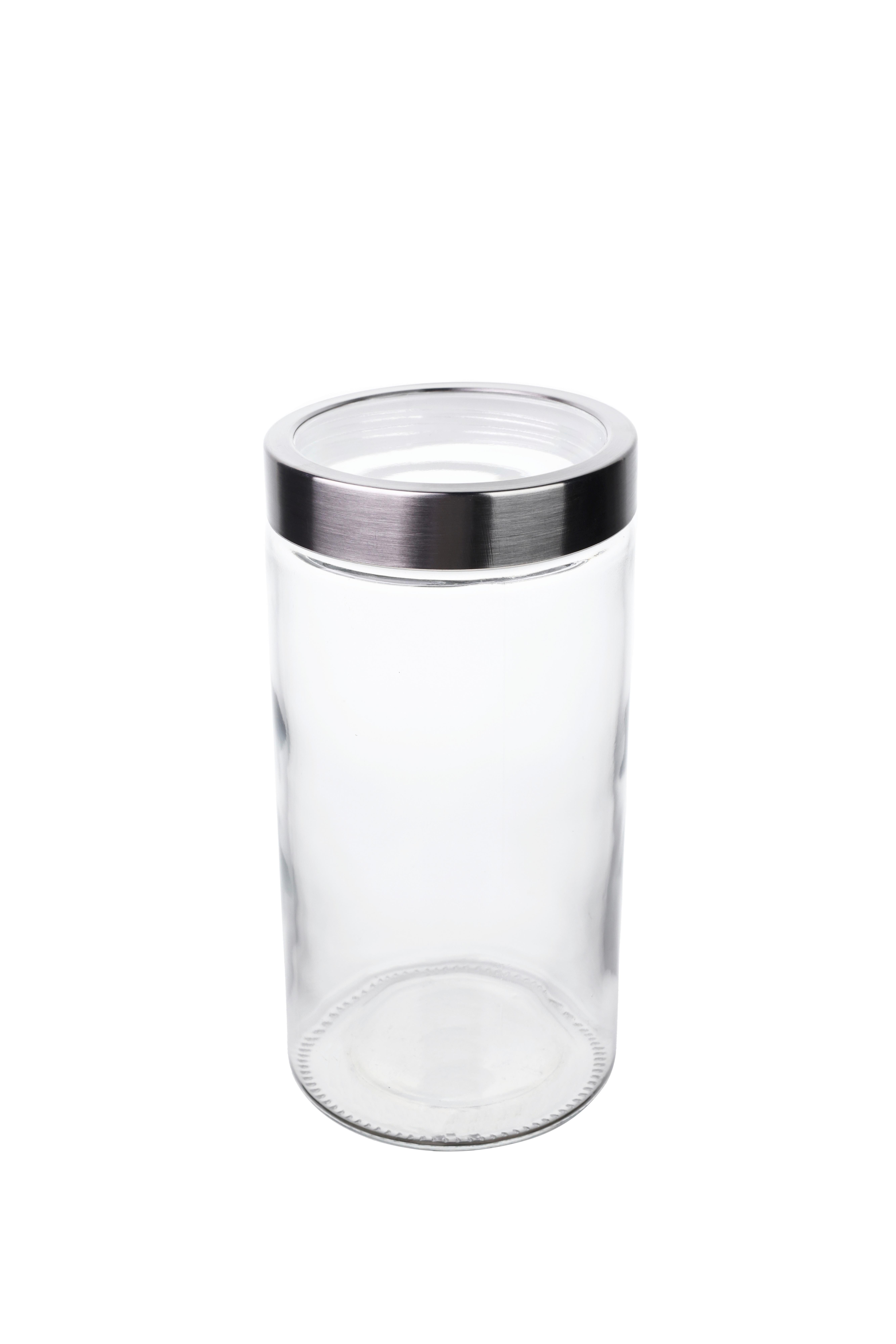 VORRATSDOSE LILIANA - Edelstahlfarben/Transparent, Basics, Glas/Kunststoff (11/22cm) - Luca Bessoni
