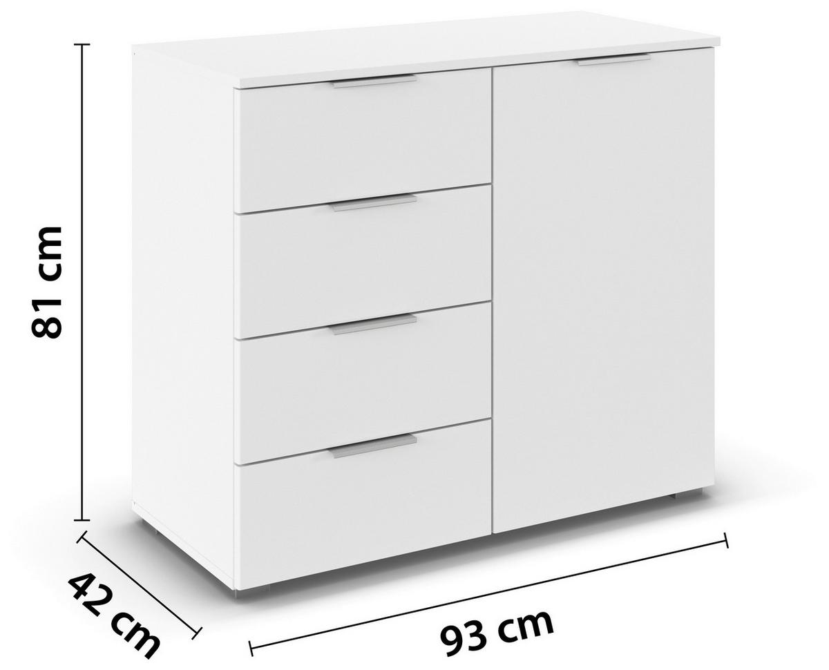 Kommode Lamella Weiß B: 93 cm - Alufarben/Weiß, MODERN, Holzwerkstoff (93/81/42cm) - Rauch Möbel
