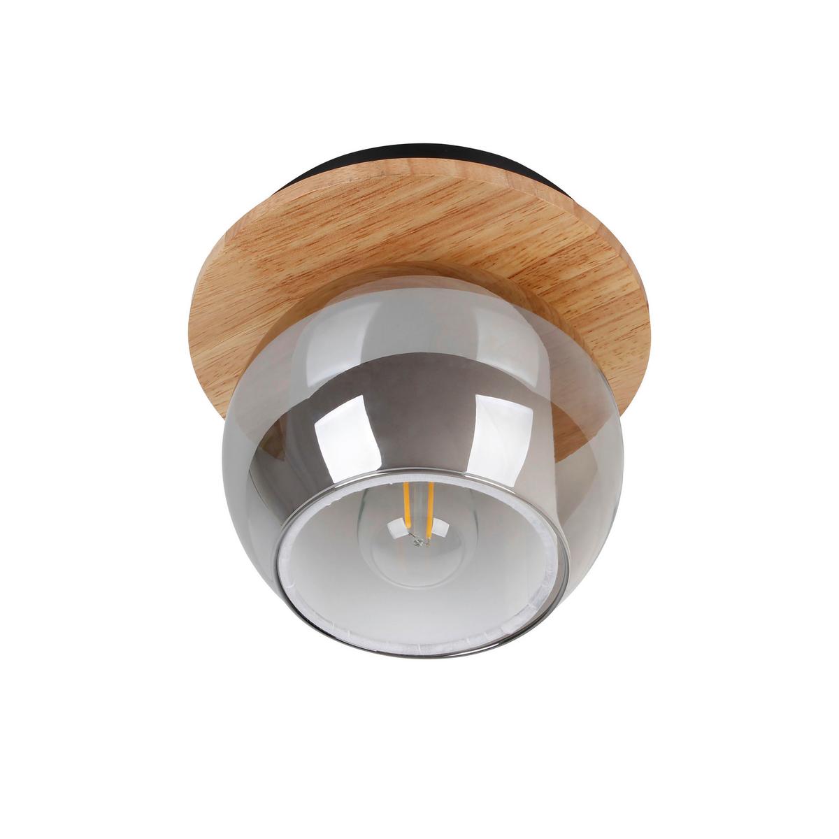 Deckenleuchte Kautschukholz - Schwarz/Naturfarben, Design, Glas/Holz (18/15cm) - Näve