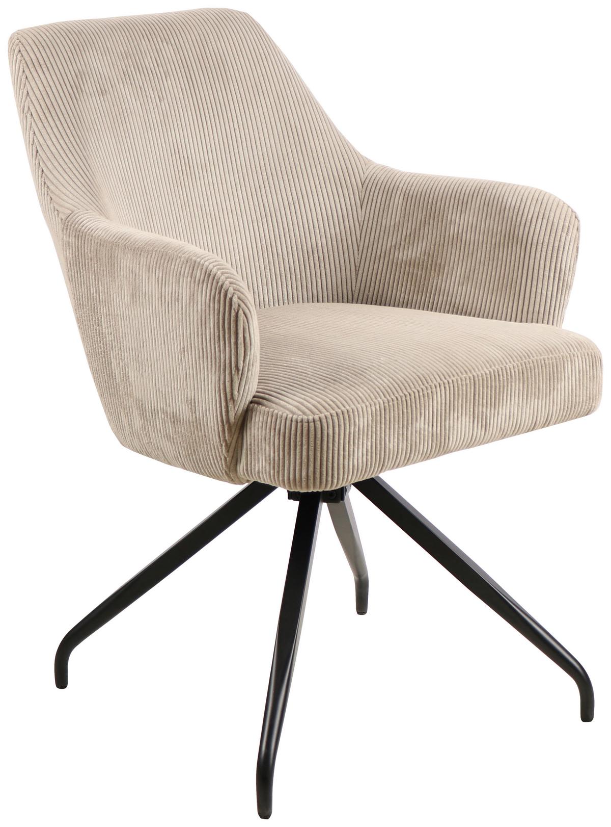 Armlehnstuhl Jeanette Beige Gepolstert - Beige/Schwarz, MODERN, Holz/Textil (57/86/65cm) - MID.YOU