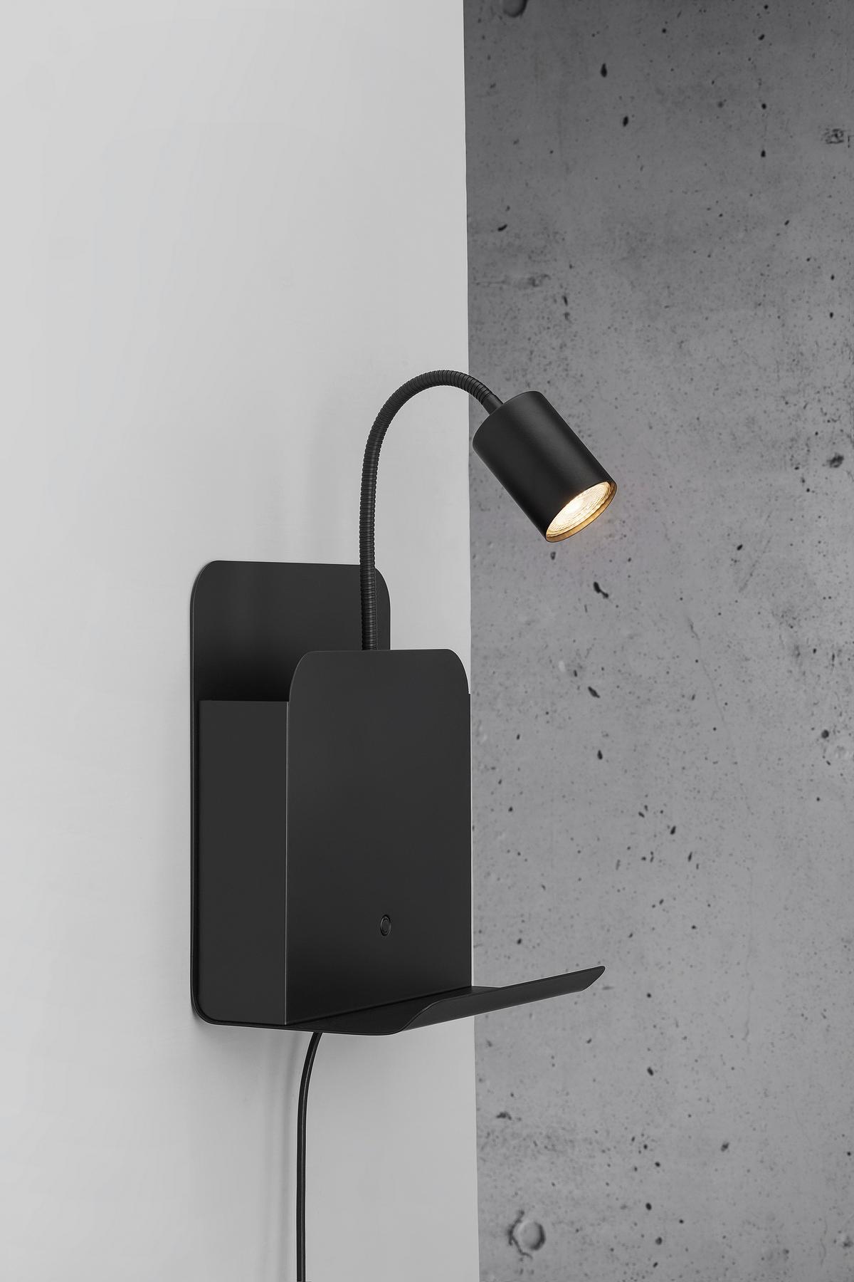Wandleuchte Roomi Wala Schwarz L: 16,5 cm - Schwarz, Design, Metall (16,5/24,8/28,2cm) - Nordlux