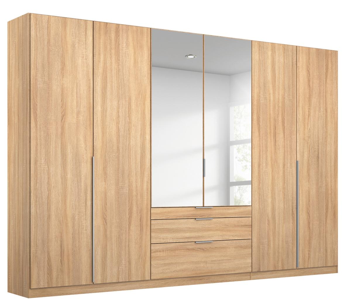 Drehtürenschrank 271cm Alabama, Sonoma Eiche Dekor - Silberfarben/Sonoma Eiche, MODERN, Holzwerkstoff (271/229/54cm) - Rauch Möbel