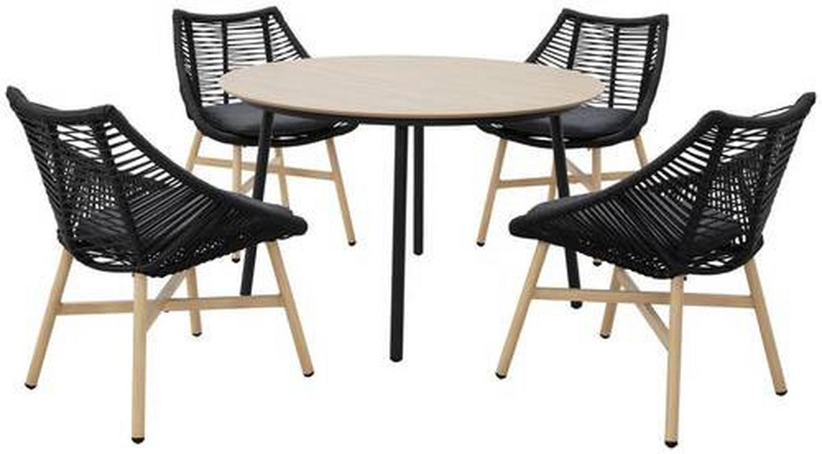 ZAHRADNÍ SESTAVA CARMELO -INT- - barvy teak/černá, Moderní, kov/textil - Premium Living