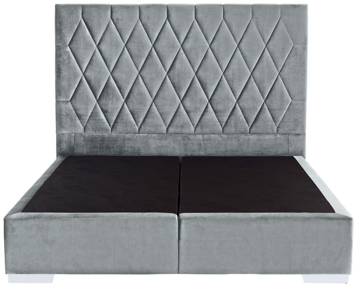 Boxspringbett mit Gepolstertem Kopfteil 160x200 cm Paula - Chromfarben/Anthrazit, MODERN, Textil (160/200cm)