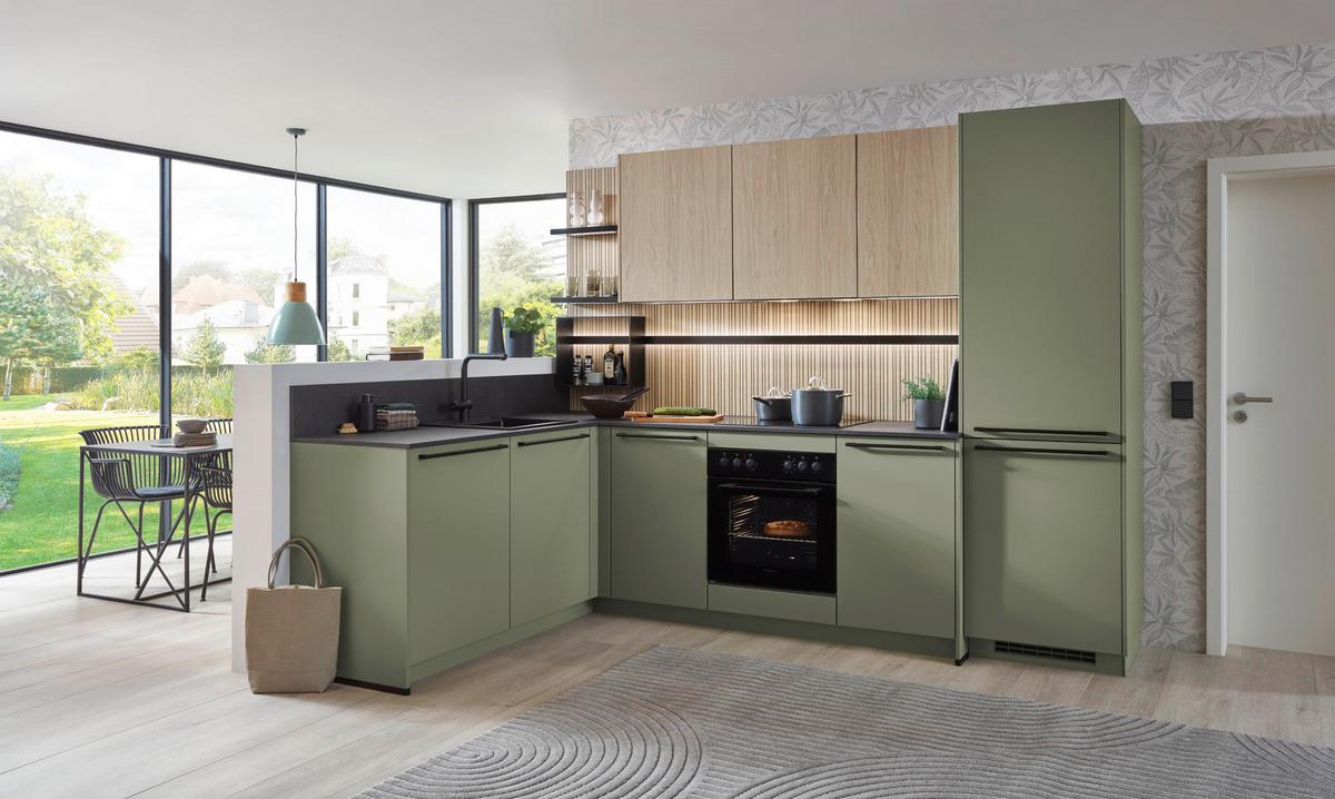 Eckküche Sidney/singapur - Eichefarben/Schwarz, Design, Holzwerkstoff (191,6/288cm)