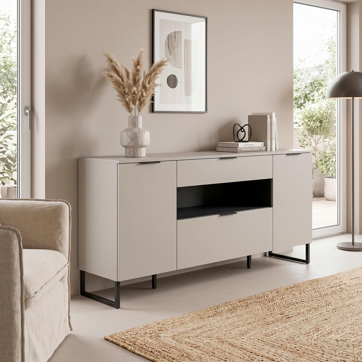 Tálalószekrény Noida - kasmírszínű, Design, faalapú anyag (185/80/41cm) - Livetastic