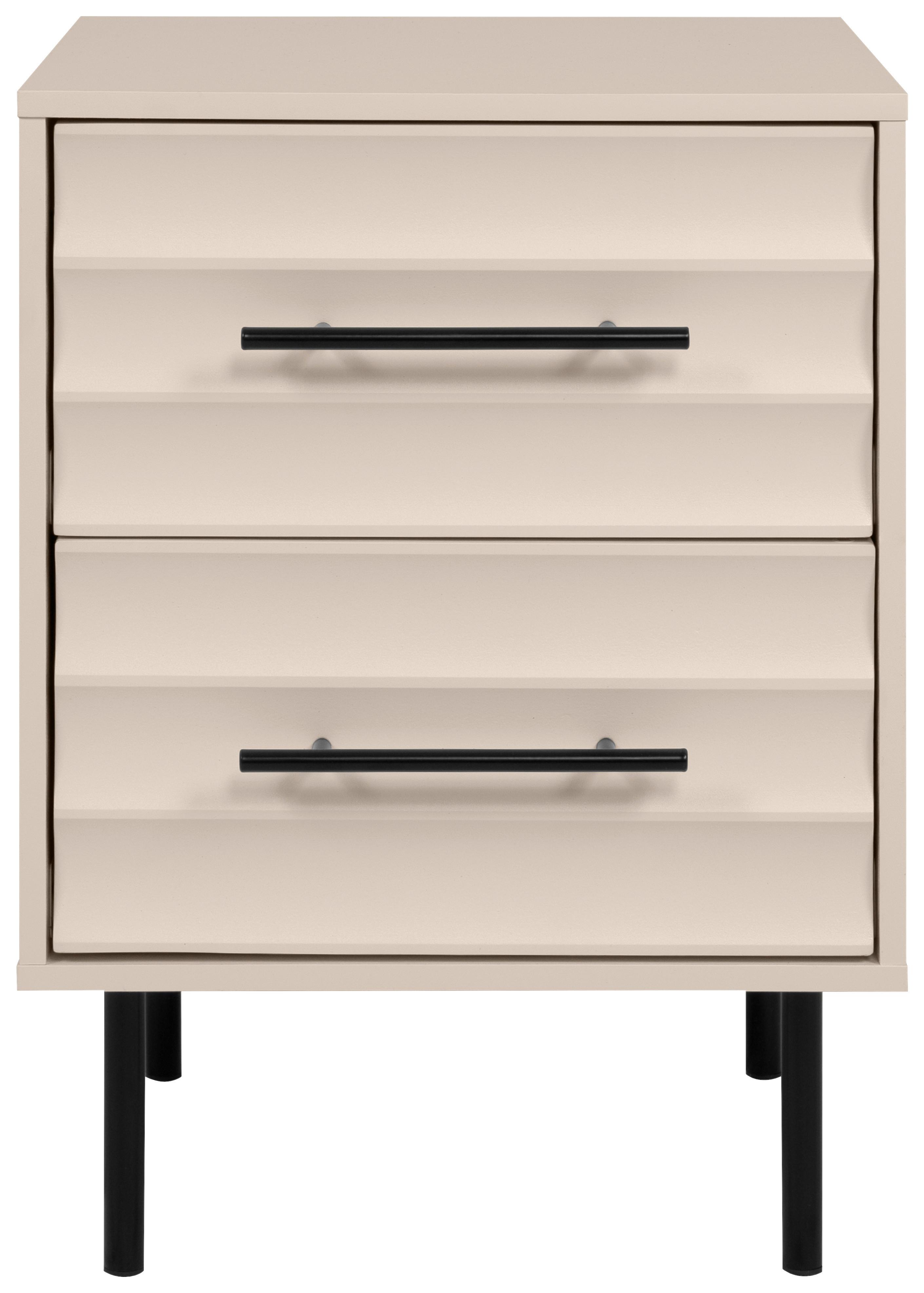 Nachtkästchen Beige H: 55 cm Carlton - Beige/Schwarz, Trend, Holzwerkstoff (40/55/39cm)