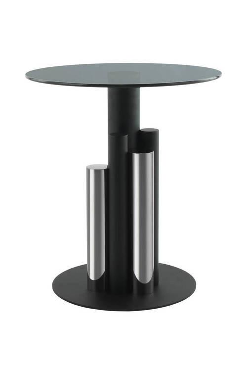 Beistelltisch mit Glasplatte Rund Ontario, Grau/Silber - Silberfarben, MODERN, Glas/Metall (46/46/52cm) - Kayoom