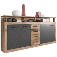 Široká komoda luna dekor dub svetlý/antracit - barvy dubu/antracitová, Basics (190/95/32cm) - MID.YOU