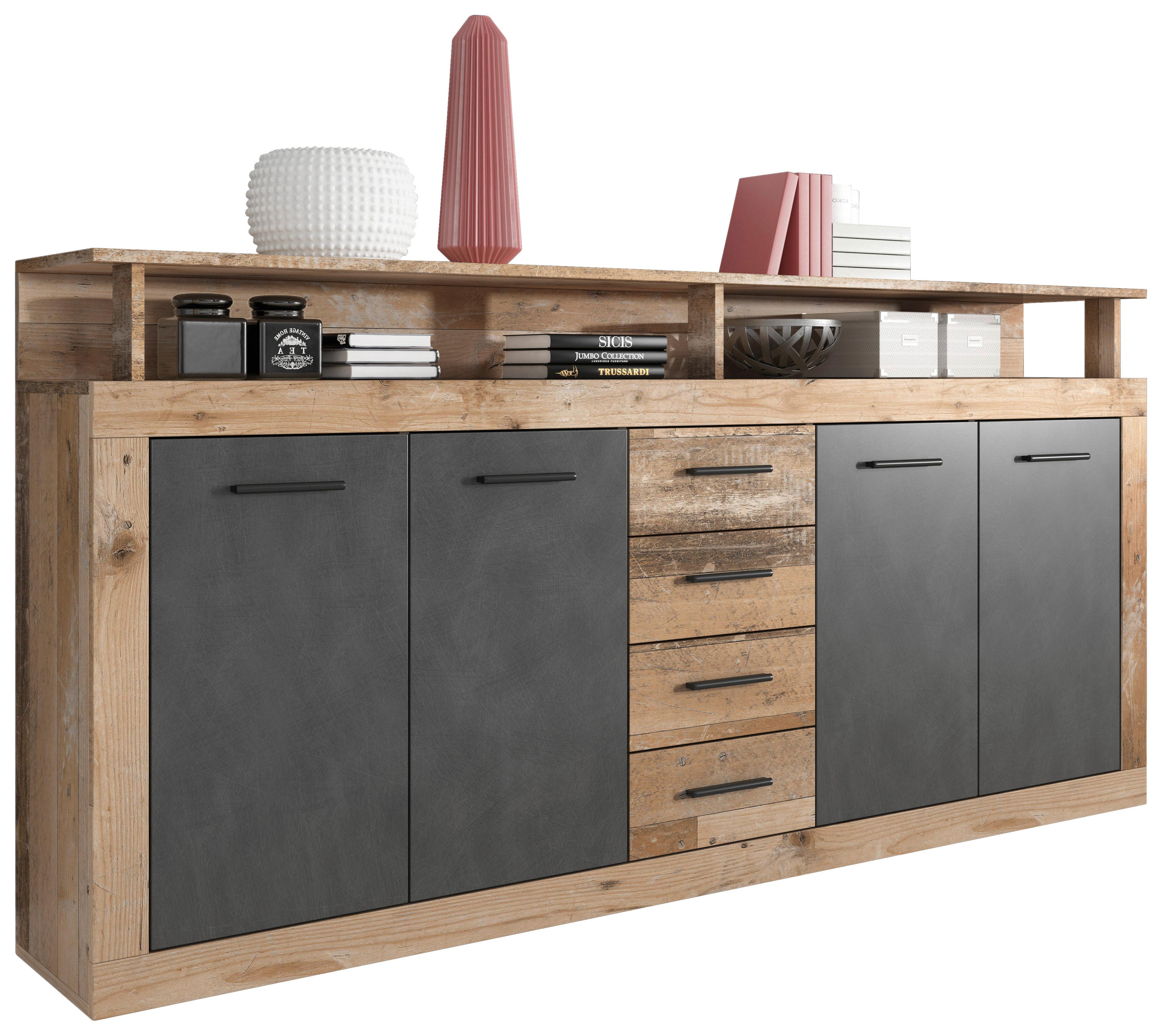 Sideboard B 190cm Luna, Eiche/anthrazit