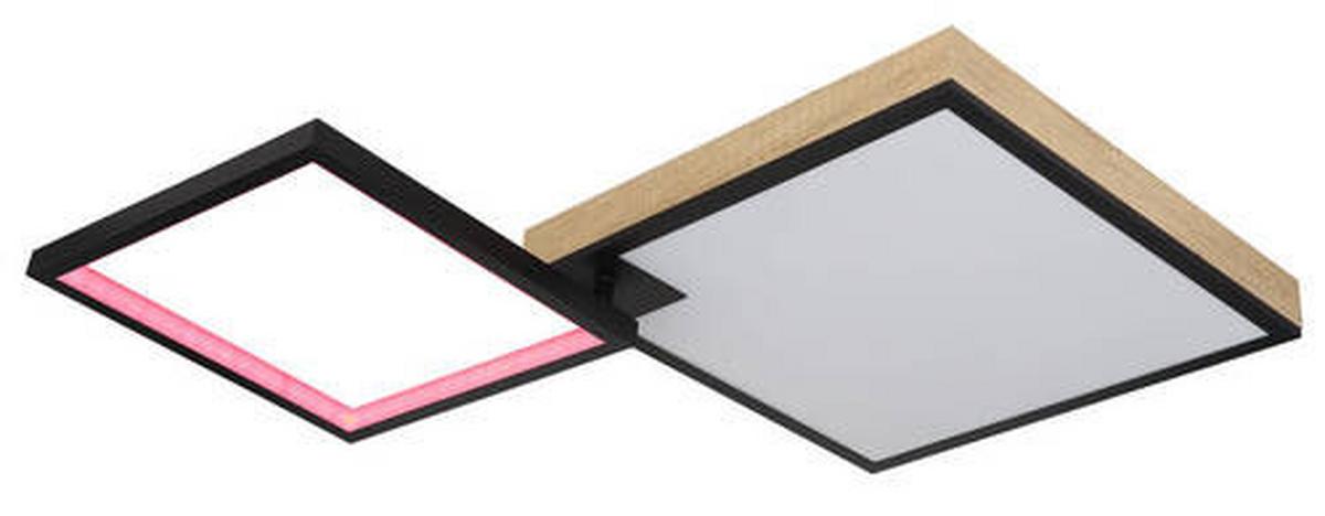 LED-Deckenleuchte 41392-40 - Dunkelbraun/Opal, Design, Holzwerkstoff/Kunststoff (85,5/55/10cm) - Globo