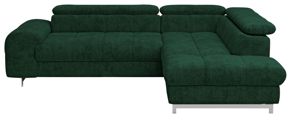 Ecksofa Mit Schlaffunktion Cloud + Dunkelgrün - Chromfarben/Dunkelgrün, KONVENTIONELL, Textil (257/206cm) - Livetastic