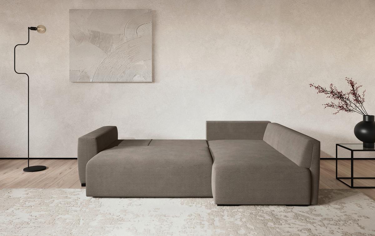 Rohová sedačka GIRO OTM, obojstranná, sivohnedý menč. - černá/šedohnědá, Trend, textil/plast (252/170cm)