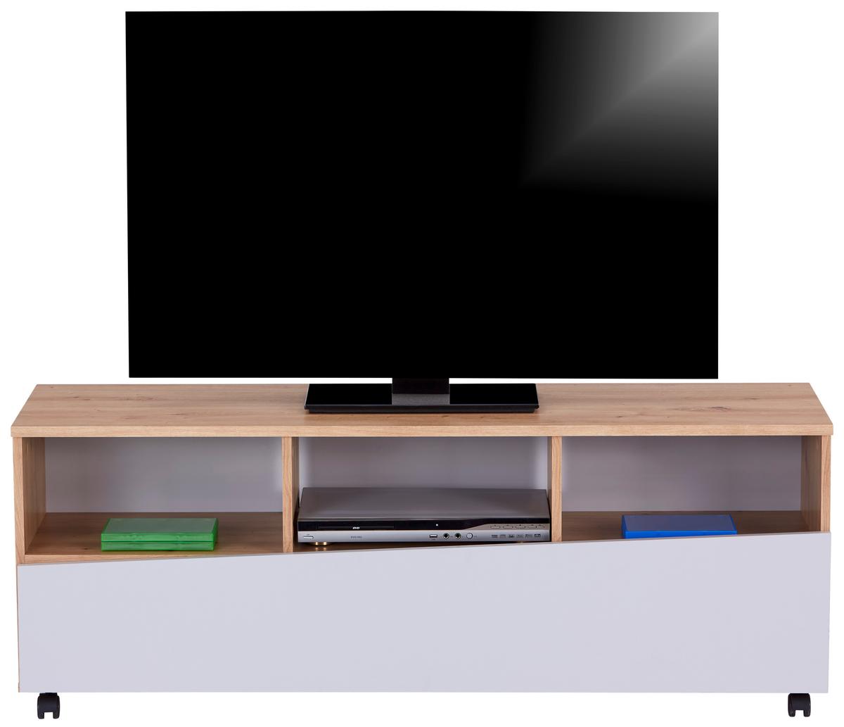 NÍZKÁ KOMODA JOHNNY - šedá/dub artisan, Moderní, kompozitní dřevo (138/51,5/40cm)