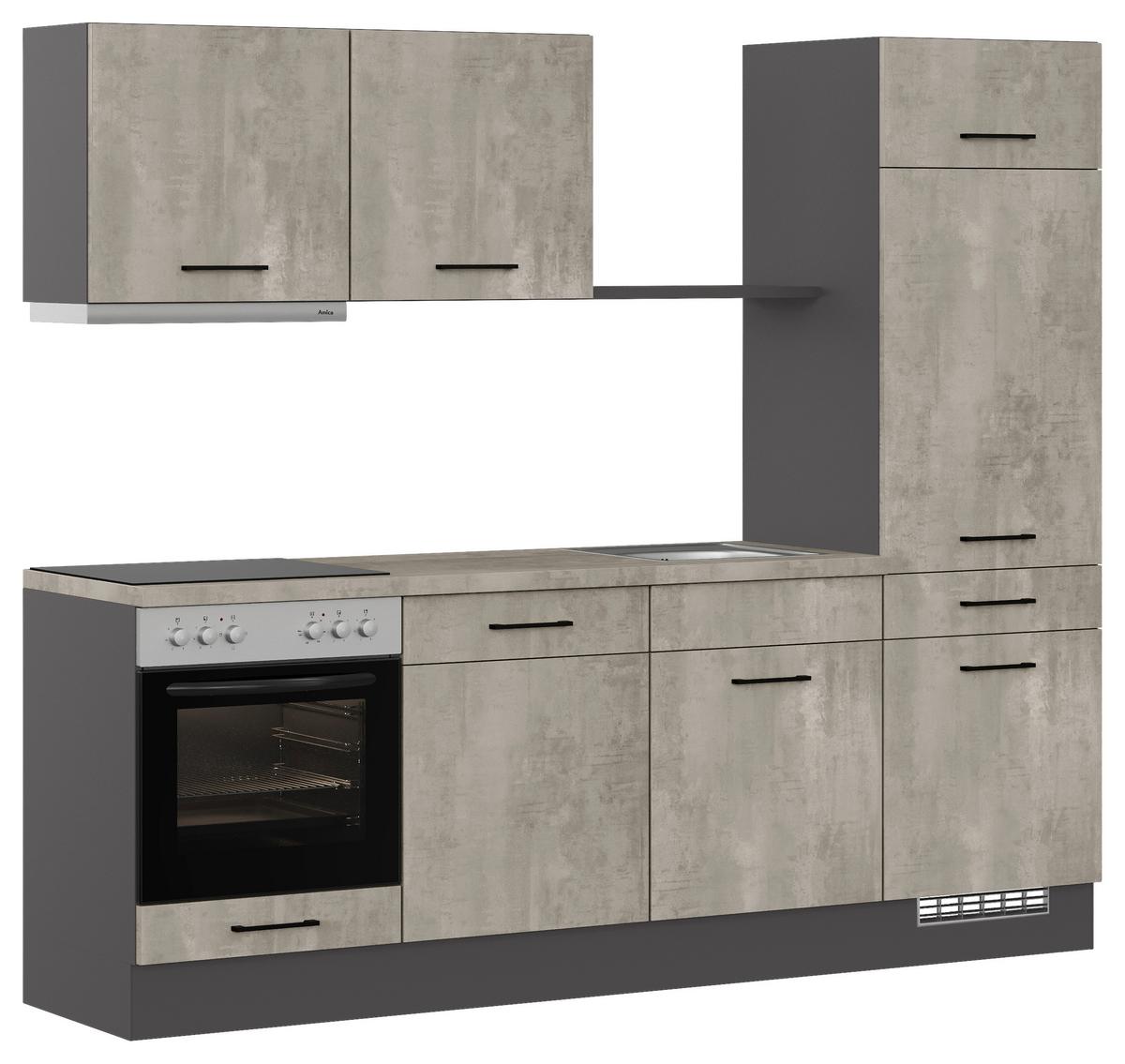 Küchenblock Ip120 Grau B: 240 cm - Graphitfarben/Grau, Trend, Holzwerkstoff (240cm) - Impuls
