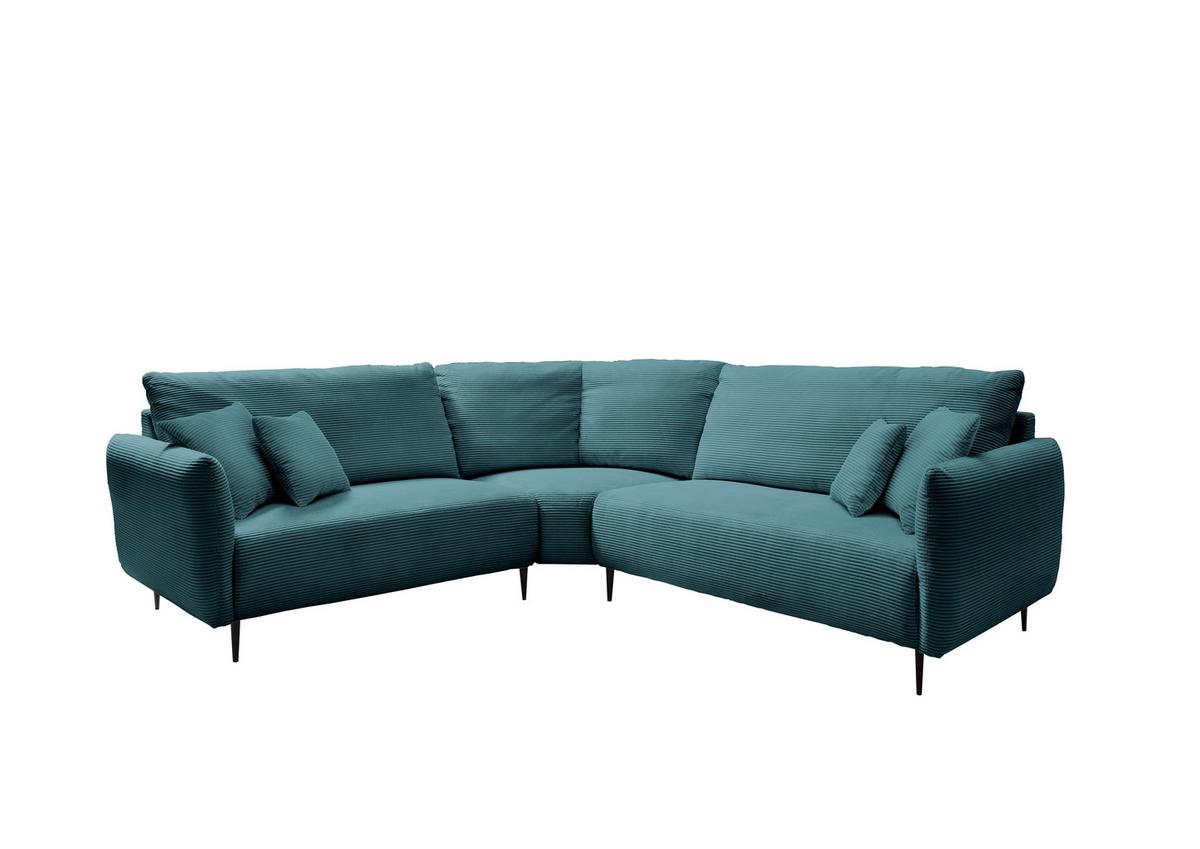 Ecksofa Vanilla Petrol S: 256x256 cm - Petrol/Schwarz, Design, Textil (256/256cm) - Livetastic