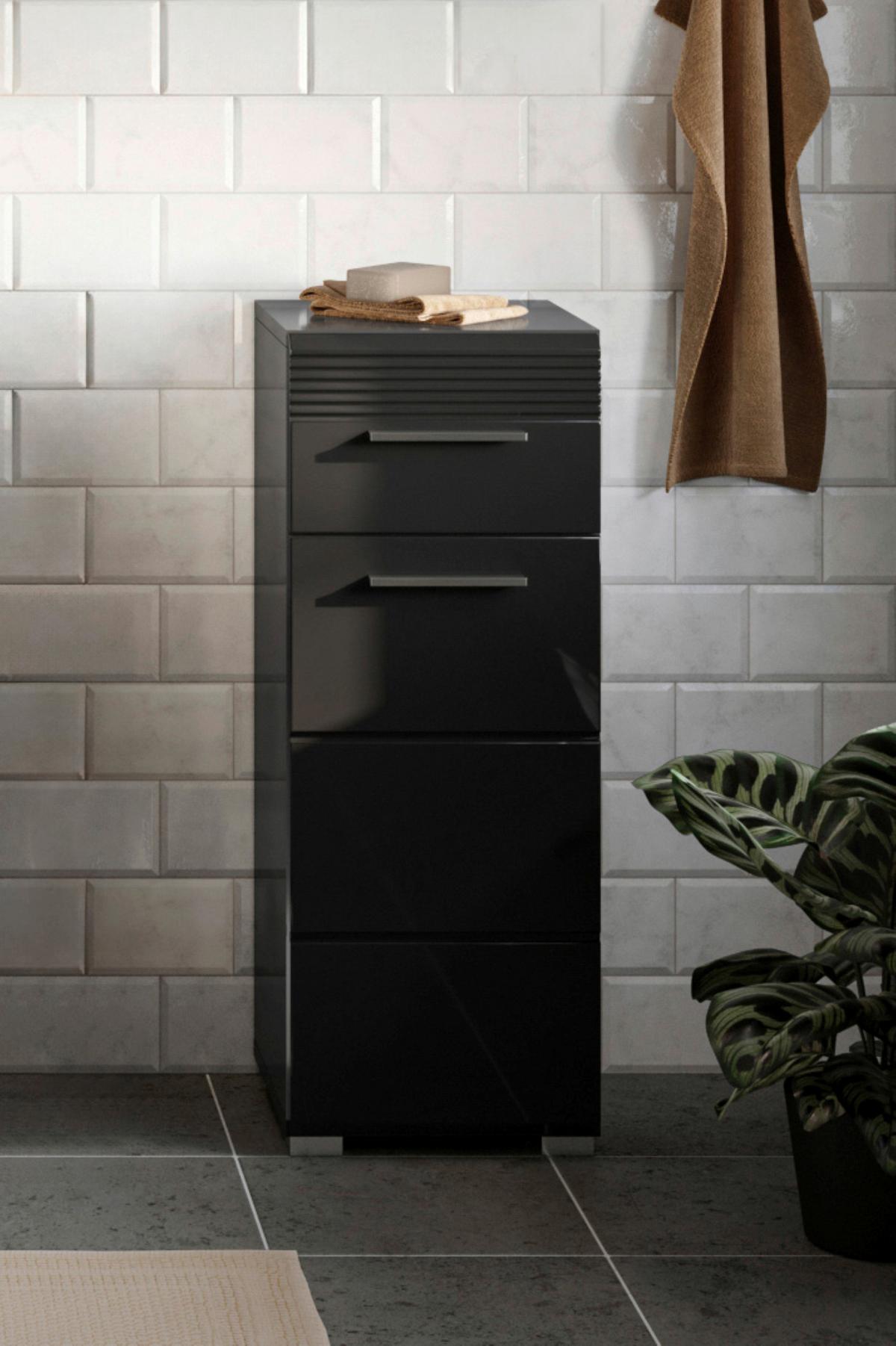 Unterschrank Linus Schwarz B: 60 Cm - Schwarz Hochglanz/Schwarz, MODERN, Holzwerkstoff (60/70/30cm) - MID.YOU