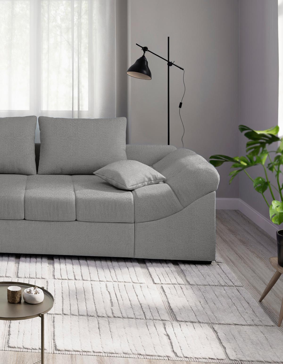 Eckschlafsofa Alvito Silberfarben S: 202x298 Cm - Silberfarben/Schwarz, MODERN, Textil (202/298cm) - MID.YOU