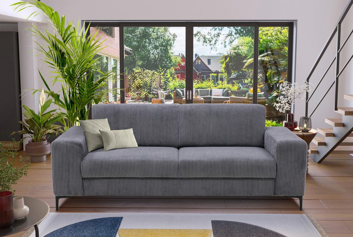 3-Sitzer-Sofa Gordon - Anthrazit/Schwarz, Basics, Textil (194/75/81cm) - P & B