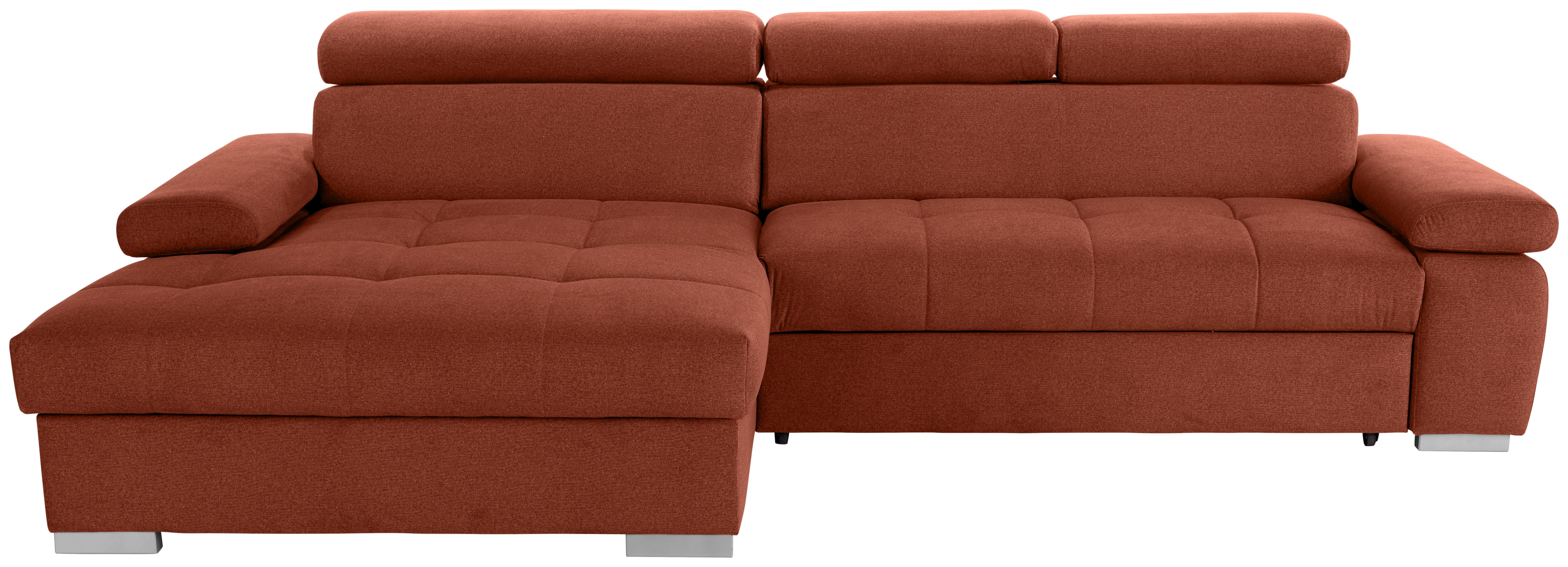Ecksofa mit Bettkasten Perry Rostfarben 292x183 cm - Rostfarben/Silberfarben, Design, Textil (183/292cm) - Livetastic