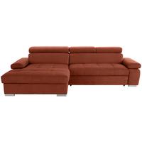 Ecksofa mit Bettkasten Perry Rostfarben 292x183 cm - Rostfarben/Silberfarben, Design, Textil (183/292cm) - Livetastic