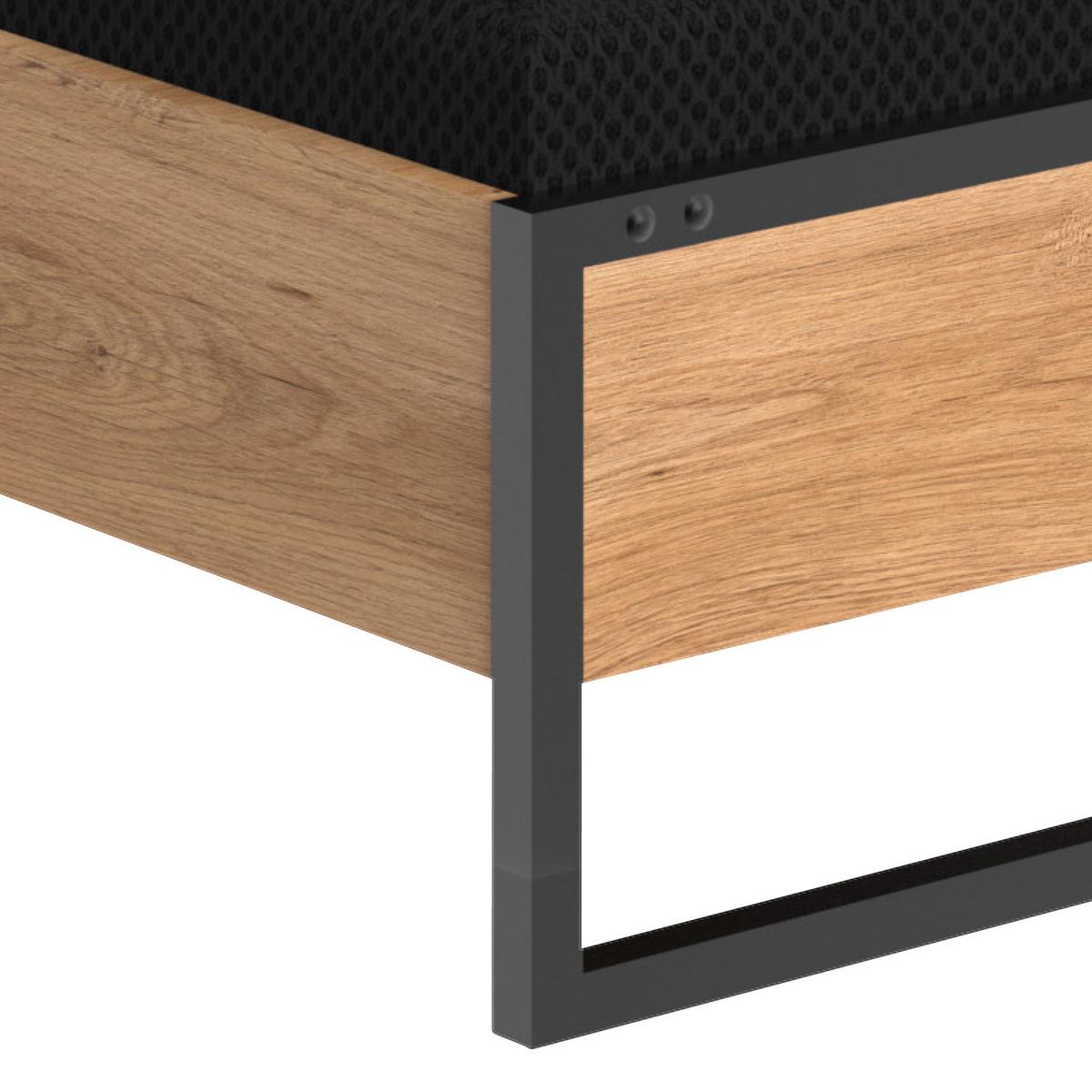 Futonbett 180x200 Detroit, Eichefarben/Graphit - Eichefarben/Graphitfarben, Basics, Holzwerkstoff (180/200cm) - MID.YOU