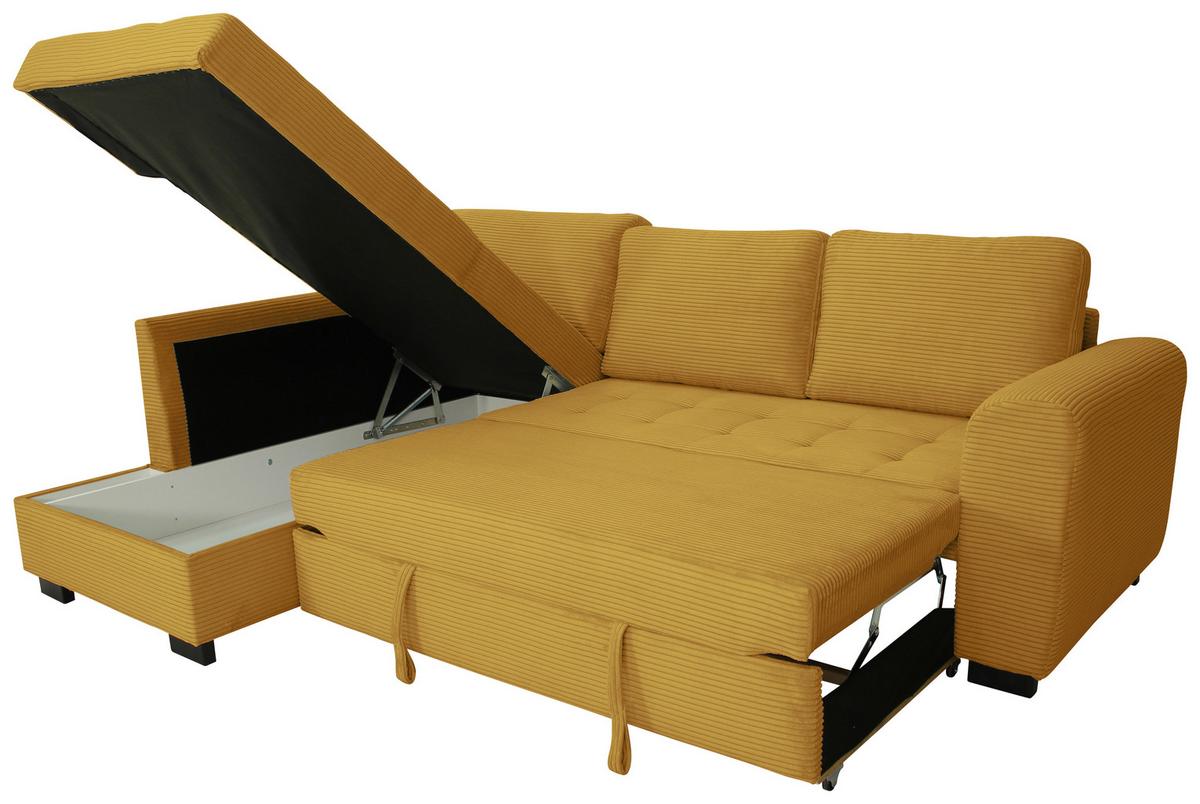 Ecksofa John Senfgelb S: 178x239 Cm - Senfgelb/Schwarz, Trend, Textil (178/239cm)