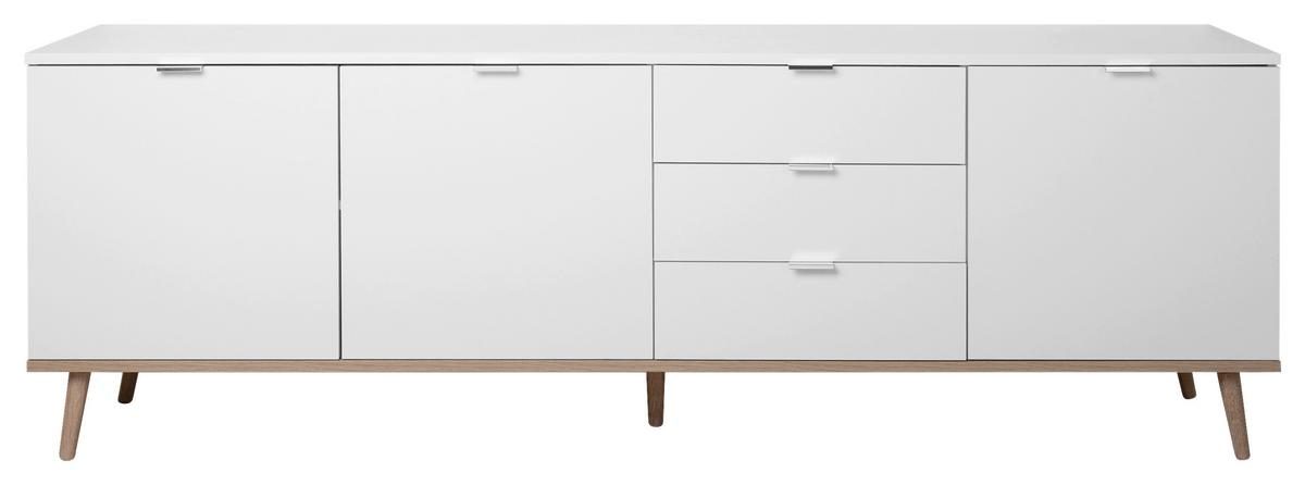 Sideboard Dekor M. 3 Laden 200cm Göteborg 57 Sonoma Eiche - Weiß/Sonoma Eiche, KONVENTIONELL, Holzwerkstoff (200/68/40cm) - MID.YOU