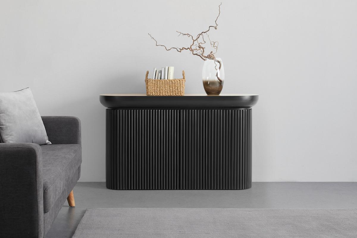 Konzola TIFFY s úložným priestorom - čierna/farba duba, Modern, drevo/kompozitné drevo (130/76/40cm) - Mömax