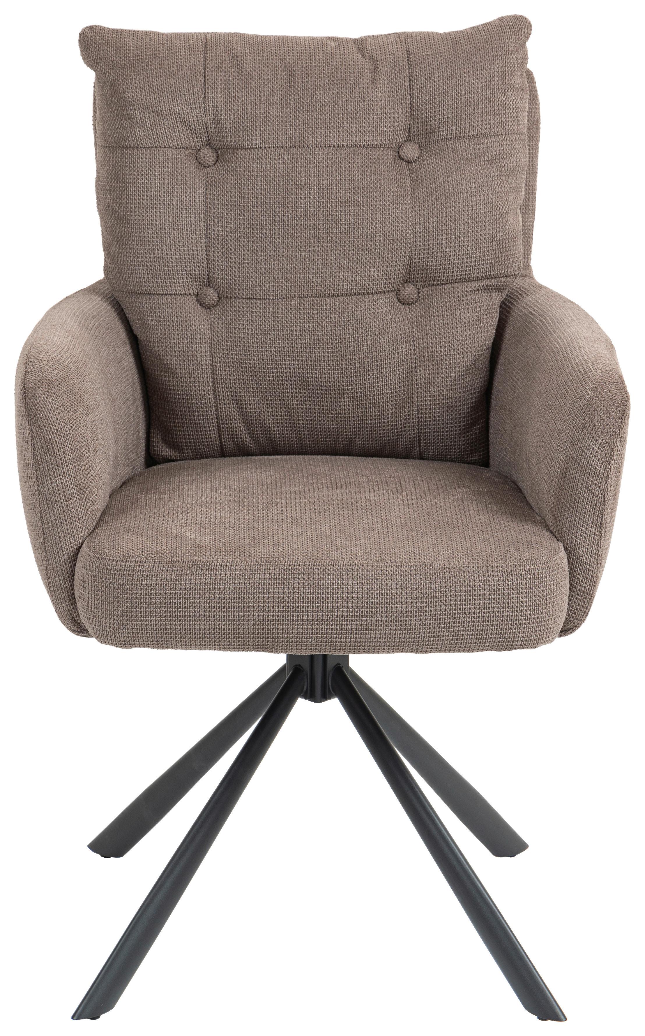 Armlehnstuhl Lina Taupe Sitzfl. 180° Drehbar, B: 60cm - Taupe/Schwarz, KONVENTIONELL, Textil/Metall (60/95/67cm) - MID.YOU