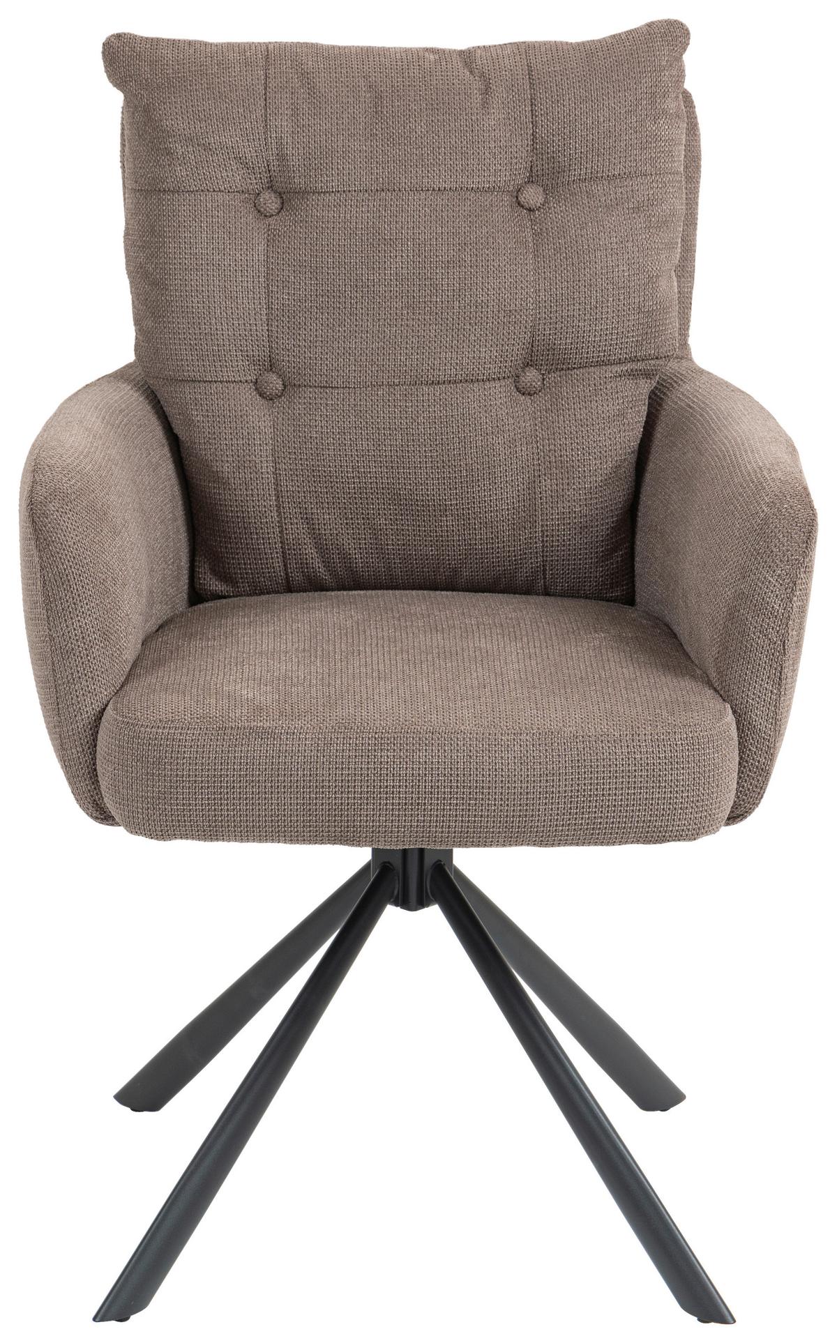Armlehnstuhl Lina Taupe Sitzfl. 180° drehbar, B: 60cm - Taupe/Schwarz, KONVENTIONELL, Textil/Metall (60/95/67cm) - MID.YOU