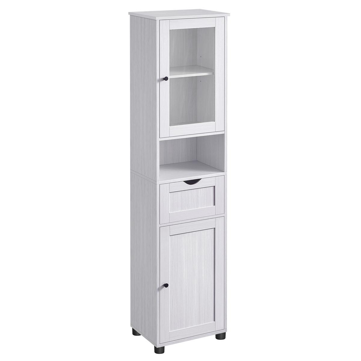 Hochschrank Bbk163t44v1 - Schwarz/Weiß, Trend, Glas/Holzwerkstoff (40/165/30cm) - MID.YOU