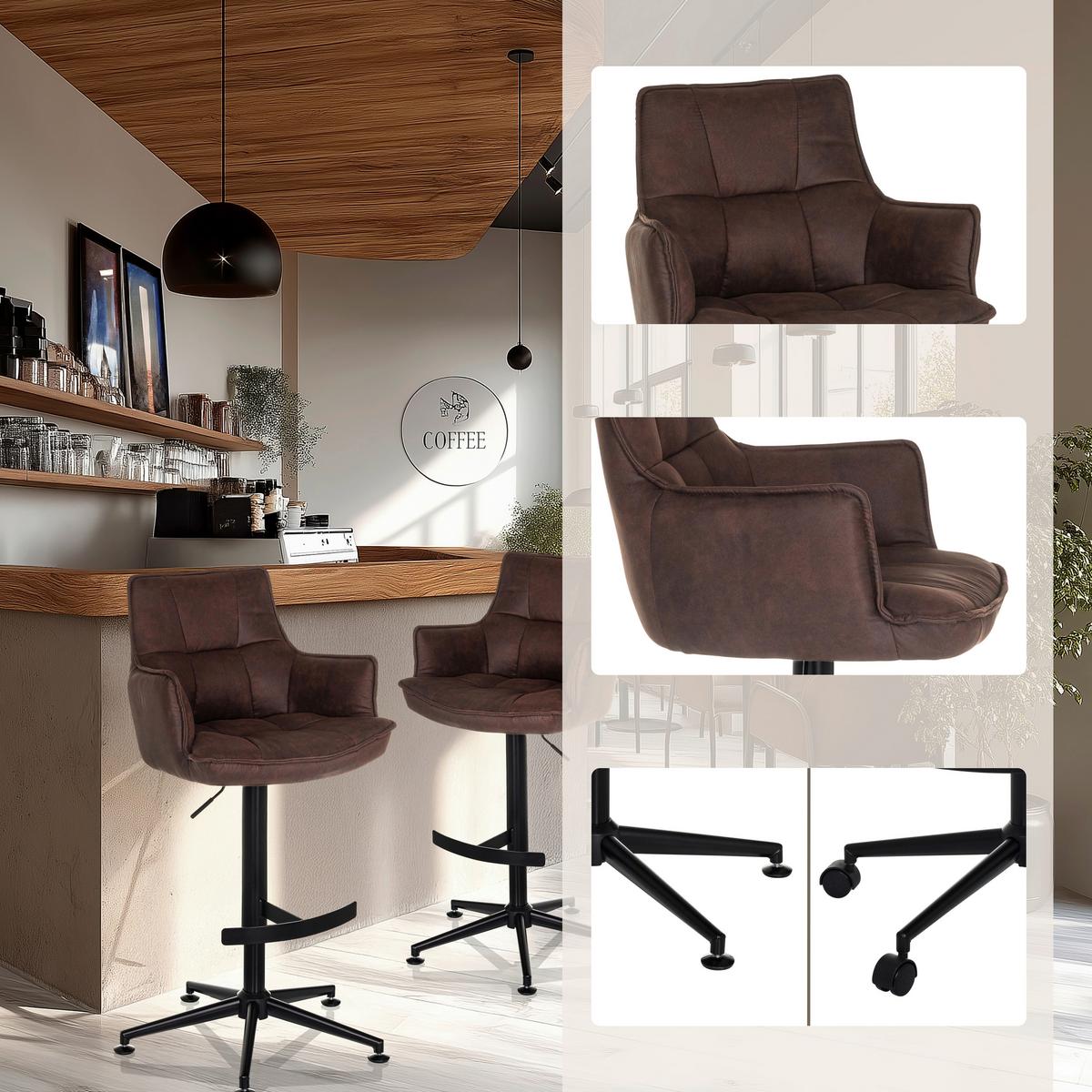 Barhocker Soalo Life High Braun B: 55 Cm - Schwarz/Braun, MODERN, Kunststoff/Textil (55/93/56cm) - MID.YOU