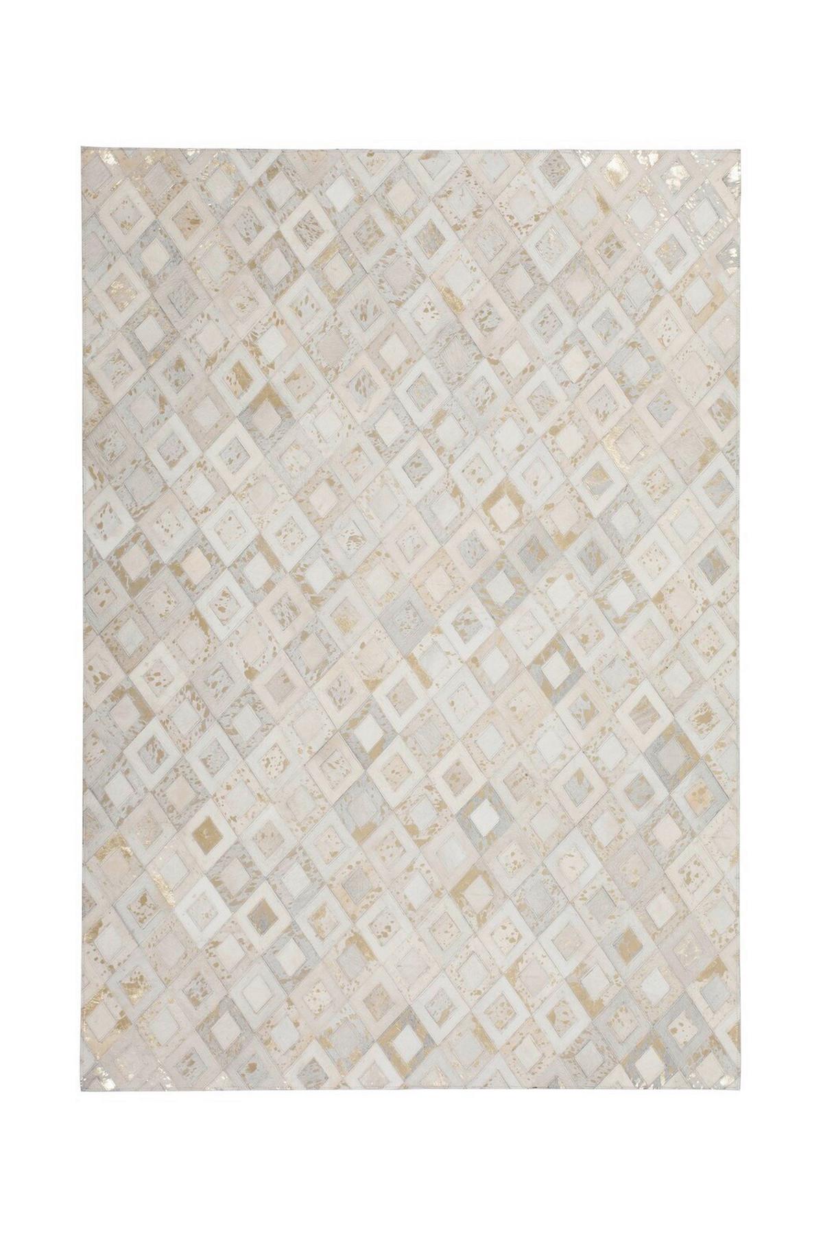 Flachwebteppich, 80x150 cm Spark 110 Elfenb/Gol  80x150 - Beige/Goldfarben, Design, Leder (80/150cm) - Novel