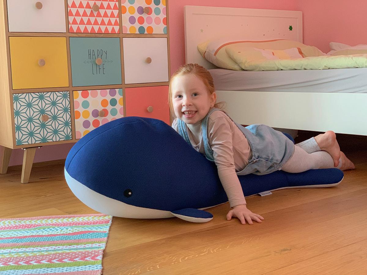 Schwimmtier Wal Blau, L/B/H: 50x104x30cm - Blau, KONVENTIONELL, Textil (50/104/30cm)