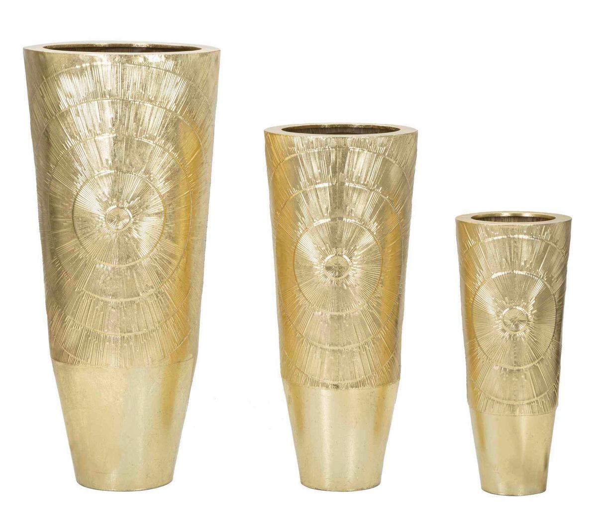 Vase Goldely Set 3 Goldfarben B: 50,8 cm - Goldfarben, Basics, Metall (50.8/114.9/50.8cm)