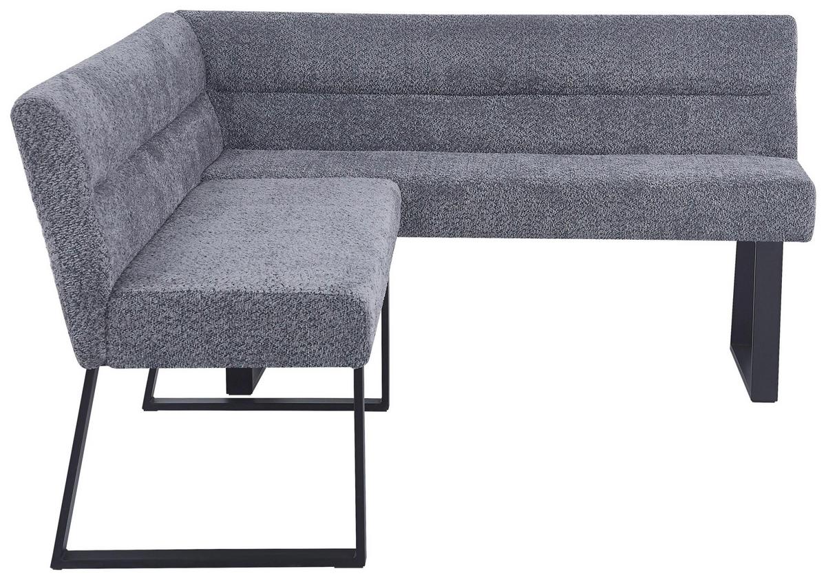 Eckbank Kea Leinenoptik Grau, S: 190x150cm - Schwarz/Grau, KONVENTIONELL, Textil/Metall (190/150cm) - MID.YOU