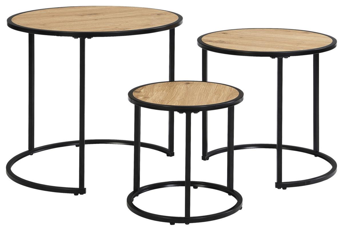 Beistelltisch Milan 3 - Schwarz/Eiche Artisan, MODERN, Holzwerkstoff/Metall (50/45/50cm)