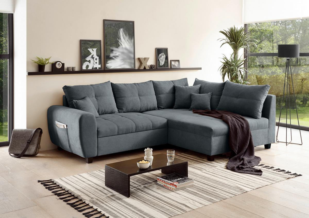 Sedacia súprava Lea antracit - čierna/antracitová, Basics, kompozitné drevo/textil (248/176cm) - MID.YOU