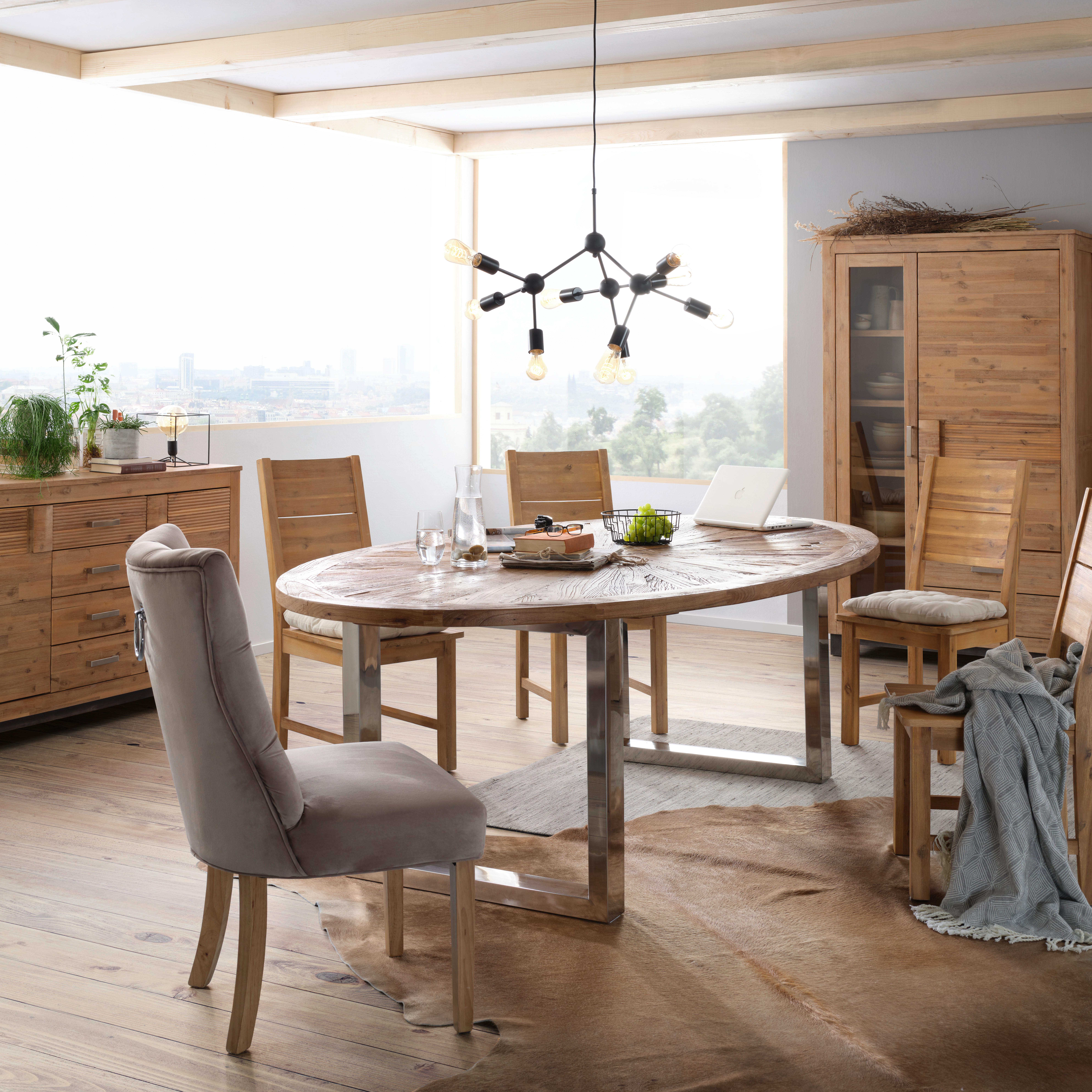 JEDÁLENSKÝ STÔL ATTENZIONE 254 - hnedá/hliníková, Lifestyle, kov/drevo (254/78/135cm) - Premium Living